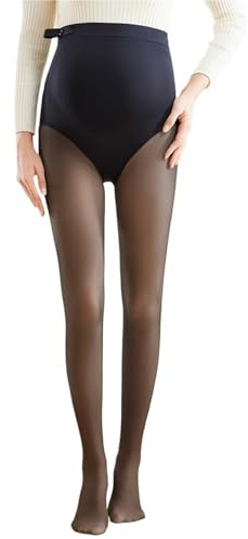 Generico Collant Premaman Foderato in Pile Leggings Premaman Falso Traslucido Inverno Collant Caldo Donna Elastico a Vita Alta Legging(Thin,M)