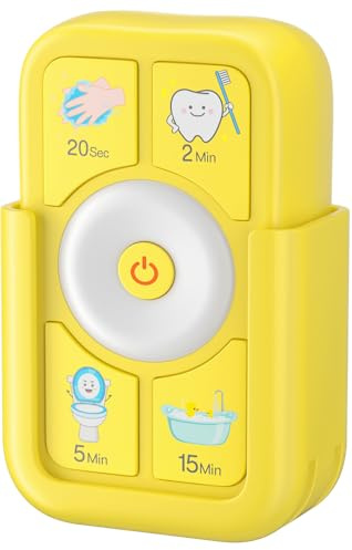 Sunnyload Timer for Kids Brushing Teeth Toothbrush: for Children Toothbrush Shower Handwashing Toilet - Toddler Timer 2 5 15 Minutes 20 Seconds Gifts for Kids - Yellow