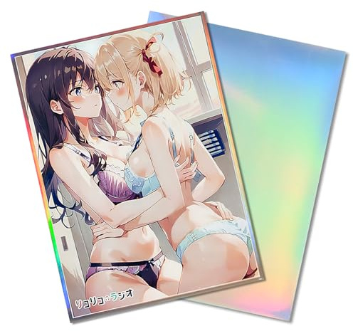 60 PCS Holographische Anime Kartenhüllen, 67x92mm Top Load Transaktionskartenhüllen Schutzkartenhüllen für MTG/PTCG/TCG（Lycoris Recoil）