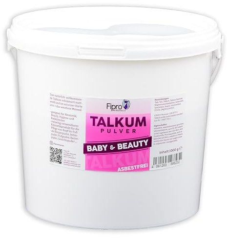 Fipro Minerals Talkum-Puder 4x1000g Eimer aus 100% Talk | Kosmetik Talkumpulver fein asbestfrei - Verwendbar als Kompaktpuder | Körperpuder | Intimpuder| Fußpuder | Rasierpuder | Gesichtpuder