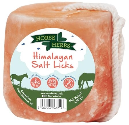 Horse Herbs Himalayan Salt Lick 1.5kg | 100% Natural Equine Supplement, Digestion Support for Horses & Ponies, Ideal for Hydration & Electrolytes, Easy to Hang