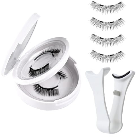 Cils magnétiques - kit de cils magnétiques, 4-pièces sans colle de faux cils avec appareils | réutilisables Magnétique Femmes Eye Make -Up Supplies pour les données de voyage à domicile