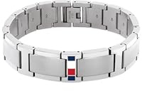 Tommy Hilfiger Jewelry Bracciale a Maglie da Uomo in Acciaio Inossidabile con la Iconica Bandiera 2790657
