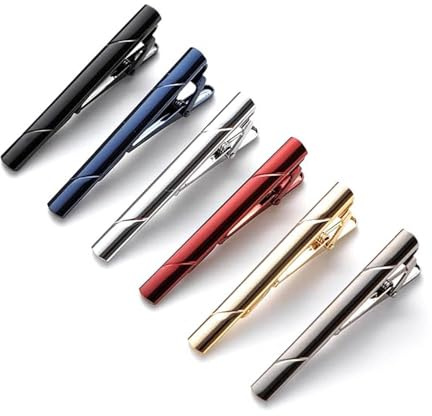 JUNXINSHUN 6pcs Tie Clips for Men Tie Clip Tie Bar Tie Bars for Men with gift box Wedding banquet Tie Pin Clips