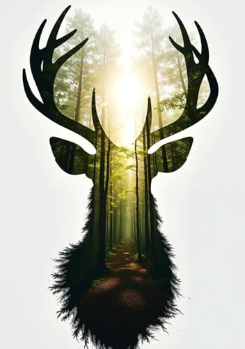 Anteckningsbok A5: 240 Sidor, Olinjerad, Hjorthuvudsiluett, Mjukpärm, Glansig