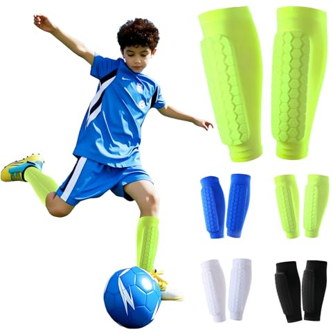 Shyllin 1 Paire de protège Tibia Foot Enfant, Shin Pads Respirants et Anti-Chocs pour garçons et Filles, idéals pour Le Football, Le Basketball, Le Cyclisme et l’Escalade (Vert, S)