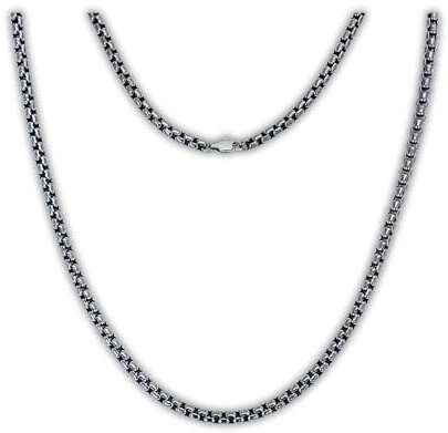 Lunara Atelier Collana titanio, catena a scatola da 4 mm, 100% TITANIO puro, per pelli sensibili, ipoallergenica, semplice e senza tempo (16'' ~ 40,5 cm)