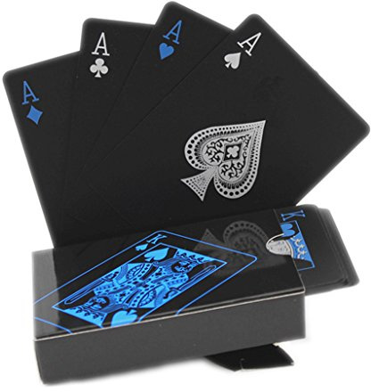hopefultech Schwarze Spielkarten Wasserdichtes Pokerkarten Profi Poker Playing Cards Karte Spielkarte Playing Cards aus Plastik Top Qualität Plastic Poker für Ihr Poker Vergnügen (Schwarz)