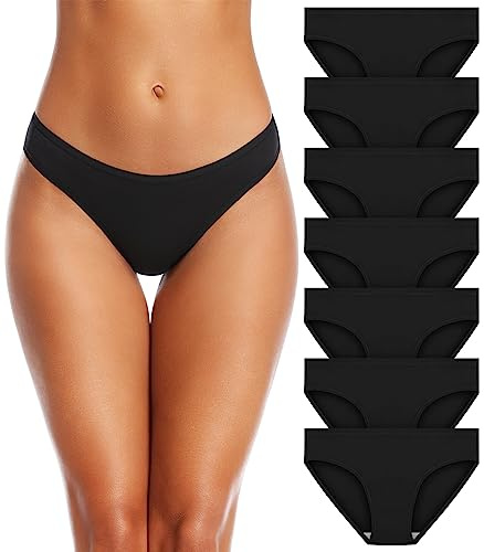 SIMIYA Culotte Femme Coton Slip à Taille Basse Doux Culottes pour Femme Culottes et Slips Lot de 7 10,7 Pack Noir,S