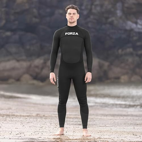 AQUATEC herr full längd våtdräkt - 6 storlekar/3 tjocklekar: 2 mm, 3/2 mm & 5/4 mm | Högklassig neopren herr våtdräkt för vattensporter och mer | YKK dragkedja på baksidan (5/4 mm tjocklek, L)