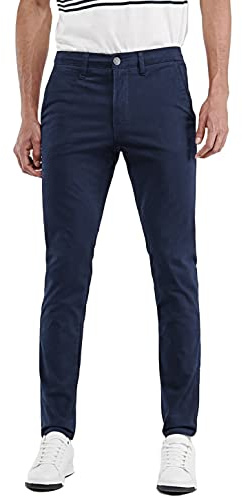 Evoga Pantaloni Jeans Uomo Casual Eleganti Primavera Estate Slim Fit in Cotone (52, Blu Scuro)