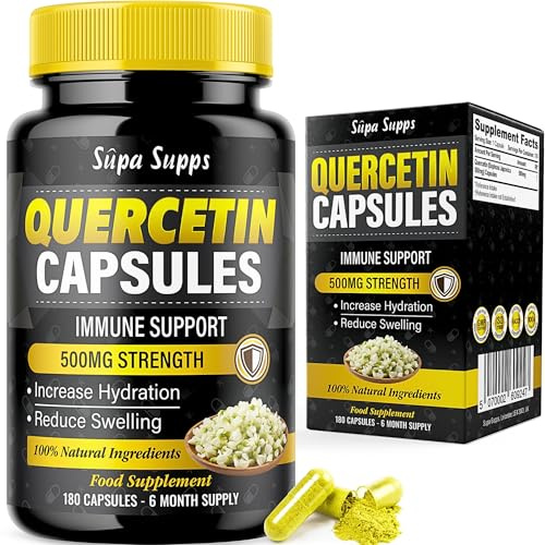 Pure Bio Quercetin 500mg - High Strength Quercetin Capsules - Antioxidant & Flavonoid Quercitin Supplement - Natural Support for Cellular Protection & Vitality - 180 Vegan Capsules