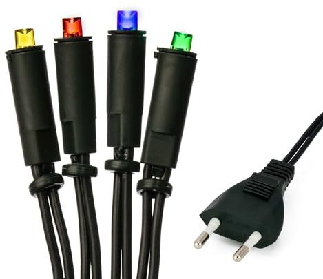 hellum LED-Lichterkette innen, 220V strombetrieben Lichterkette bunt 30er LEDs, beleuchtete Länge 4,35m, Kabel grün Wohnzimmer DIY Dekoration Weihnachtsbaum IP20 Stecker für Innen 150315