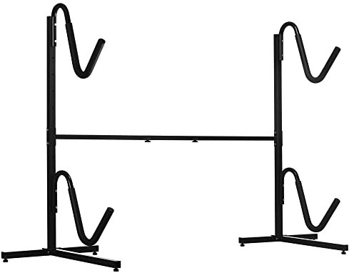 SPORTNOW Kanugestell, Kajakhalterung, verstellbar Kajak Gestell für 2 Kajaks, Surfboards, Stand-Up-Paddles, gepolsterte Haltebügel, Metall