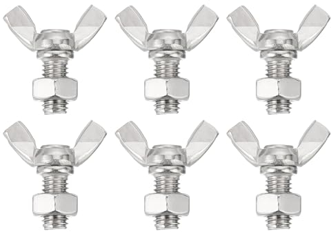 QUARKZMAN 6pz Viti Farfalla M8-1.25x16mm Con 6pz Dadi, a Mano in Acciaio Inossidabile 304, a Testa a Farfalla