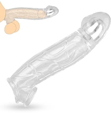 BDSMJOY Penishülle Sex Spielzeug für die Männer Paare,Penismanschetten mit Vergrößern Eichel & Rutschfest Hodenringe Penisring,Penis Sleeve Penisvergrößerung Penis Extender Pumpe Penis Hülle (L)