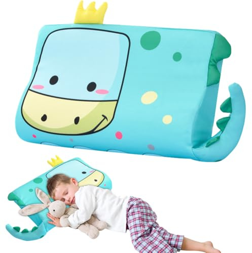 Gohytal Schlummerkids Cojín de animales lindos para niños, con memoria, ergonómico, transpirable, agradable para la piel, para niños a partir de 3, 4, 5, 6, 7, 8 años, dinosaurios