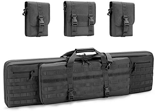 REEBOW GEAR Tactical Double Long Range Bag Outdoor Multifunctional Transportation Case Black/Tan 36/42/46 inches (Black, 36 inches)