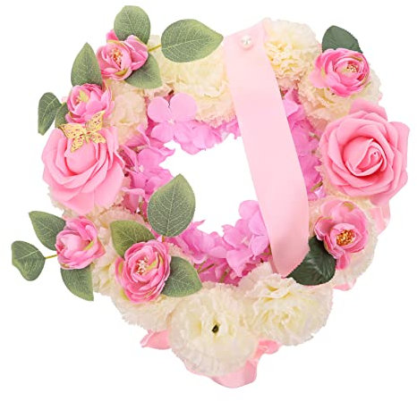 BATHVEVE 1 Ensemble Couronne commémorative sympathie Ornements funéraires Papa Souvenir Mignon Petit décorations de Pierre tombale Couronne de Disposition Couronne orner Mousse Rose