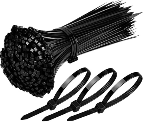 Lot de 200 serre-câbles noirs - 100 mm x 2,5 mm - Résistant aux UV - 8,1 kg - Résistance à la traction - Autobloquants - Pour l'intérieur et l'extérieur - Idéal pour la gestion des câbles, le