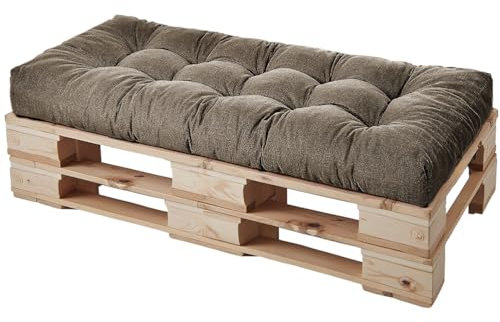 HJZPWB Tela de Lino Cojin Banco 8 cm de Grosor Cojines para Banco Estilo Capitoné Cojin para Banco Exterior Antideslizante Colchoneta Tumbona Grueso Cojin Sofa Exterior,Light Brown,110 * 40 * 8cm