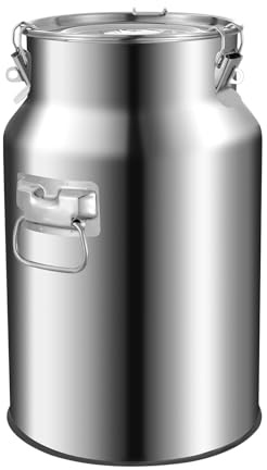 18L Stainless Steel Barrel with Silicone Sealed Lid and Lock Buckle Transport Jug Wine Pail Wine Carrier with Hook Bucket Tote Jug Bottle Airtight Storage Canister for Cereals, Oil, Milk, Beer