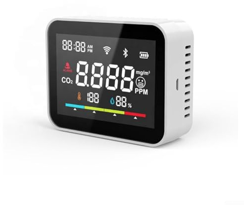 Smart Air-Quality Monitor per WiFi, rilevatore di anidride carbonica con sensore di CO2, misuratore di umidità di temperatura per interni domestici