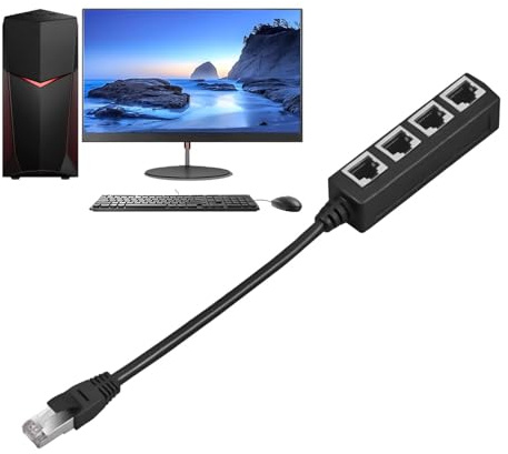 LAN-splitter, 1 till 4 passiv hane till hona kabel, höghastighets Ethernet LAN-splitter, för TV PC routeruttag toppbox hubb hem kontor sovsal konferensrum