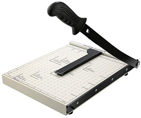 COOCHEER Taglierina A4,Taglierina per carta,Protezione di sicurezza,Taglio simultaneo10 fogli di carta,Base metallica, 32,5 x 25 x 3 cm,Bianco