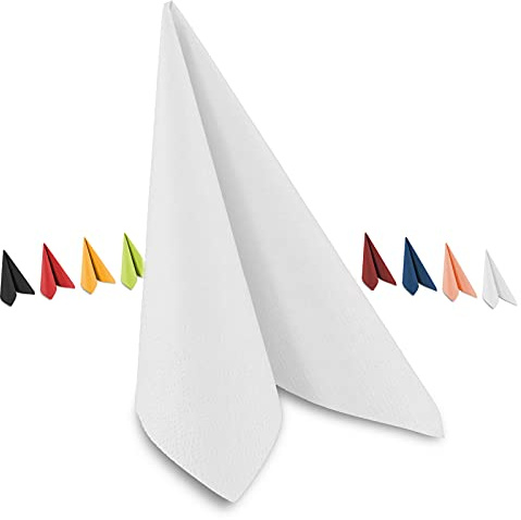 Tafel-Servietten, 3-lagig, 40 x 40 cm, Inhalt 250 St., in unterschiedliche Farben, jeweils abgestimmt auf Einrichtung & Dekoration, für Gastronomie & Zuhause, weiß