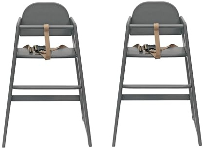 Safetots Two Pack of Simply Stackable Wooden High Chairs, Grey, Highchairs for Baby and Toddler, Stylish and Practical, Baby Highchairs for Your Home or Space Saving High Chairs for Restaurant