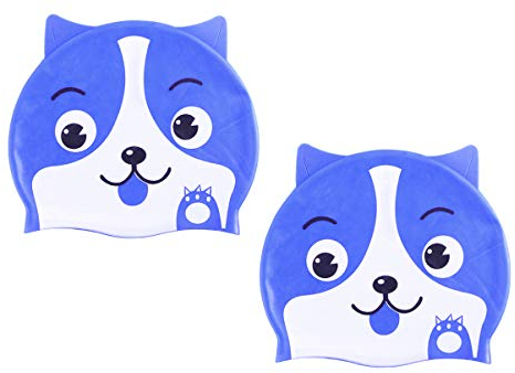 BESPORTBLE 2 Stück Badekappen Silikon Niedlichen Unisex Cartoon Hund wasserdichte Badekappen Badehut für Mädchen Kinder Jungen