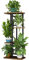 LINZINAR Supporto per piante a 4 ripiani e 5 in vaso, per giardino, angolo, balcone, soggiorno (4 ripiani, 5 in vaso, nero)