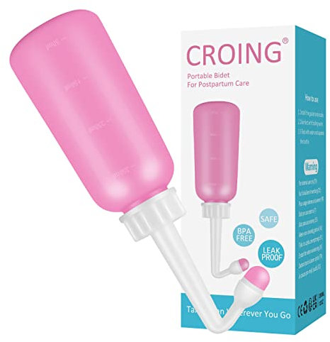 CROING 𝑷𝒐 𝑫𝒖𝒔𝒄𝒉𝒆 Tragbares Bidet - Po Dusche - Intimdusche Reise Bidet, Easy-Bidet, Intim-Dusche für Periode, Wochenbett ( Rosa 350ml )