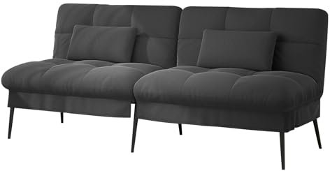 COMHOMA Sofa Schlafsofa mit Schlaffunktion, überzug Futon Klappsofa, Bettcouch, ecksofa, Couch Gästebett, 3-Sitzer Sofa, mit verstellbare Rückenlehne aus Stoff Schwarz