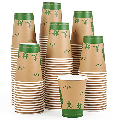 ECOLipak 240 Count 12 oz Compostable Paper Cups, Biodegradable Disposable Paper Coffee Cups with PLA Lined, Eco-friendly Hot Paper Cups for Party, Picnic,Travel,and Events