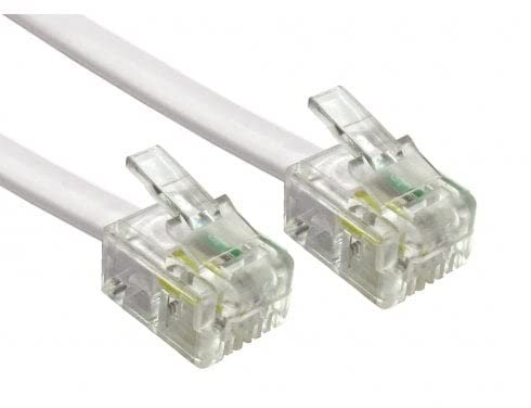 Reulin 8M langes RJ11-Kabel Telefonkabel, 6P4C Westernkabel RJ11 auf RJ11 Stecker Flachkabel 8 M Telefondose Modem Router Fax ISDN/DSL/VDSL Internet, Weiß, 8 Metre