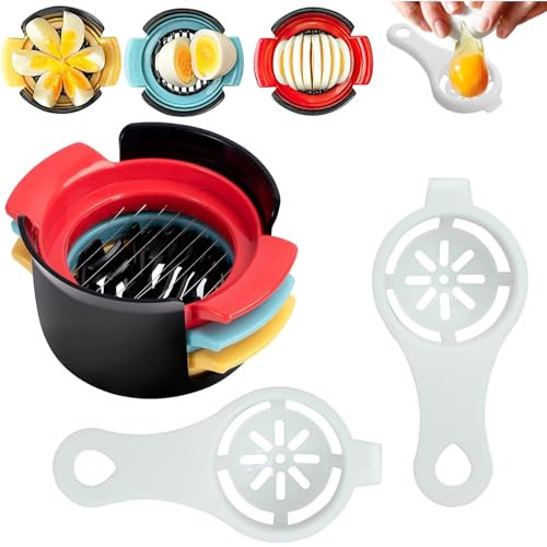 Lumeclat Set da 3 tagliarelli per uova in acciaio inossidabile,3 in 1 con 2 separatori di uova-Lavabile in lavastoviglie-Utensili da cucina,per preparare insalate,mozzarella,fragole,kiwi e altro ancor
