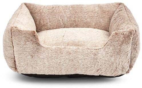 Bunty Arctic Medium Dog Bed - Super Soft, Faux Fur, Machine Washable Dog Bed for Medium Dogs - Thick Walls, Non-Slip Bottom - Cream, 69x55x20cm, Made in UK