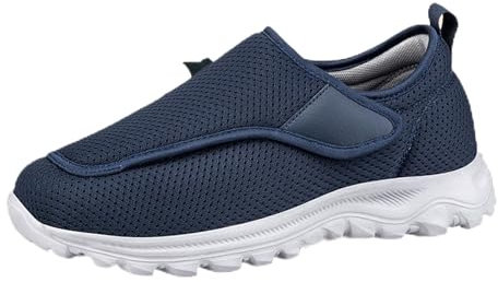 Zapatos para diabéticos sin cordones para hombre, extra anchos, con soporte de arco, zapatos ortopédicos para caminar con correa ajustable para pies hinchados, Blue, 39 2/3 EU