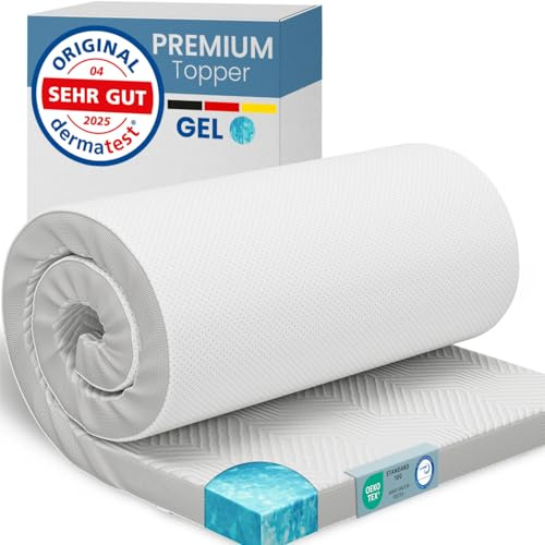 ELONEO Gel Topper 160x200cm, Matratzentopper aus 5 cm hohem Gel-Memory- Schaum, atmungsaktiver 3D-Netz Bezug, Bequeme Matratzenauflage für Bett und Boxspringbett inkl. Eckschlaufen