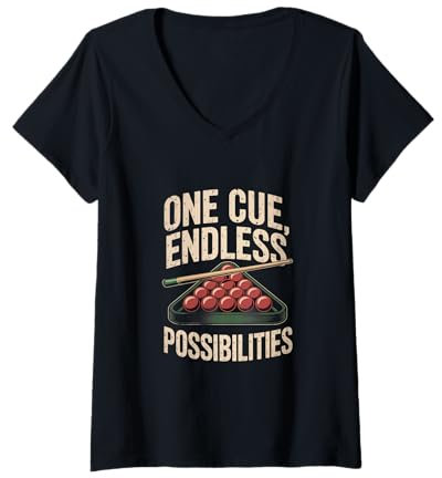 Damen One Queue Endless Possibilities Snooker T-Shirt mit V-Ausschnitt