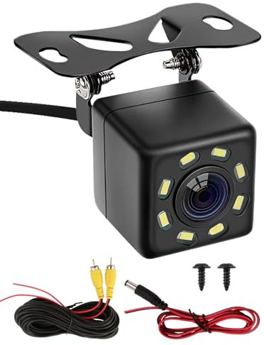 Telecamera di Retromarcia con Visione Notturna 8 LED per Auto, Posteriore Grandangolare 170°, Impermeabile IP68, 12V Universale Aiuto Parcheggio di Emergenza con Cavo per Automobile Camion SUV