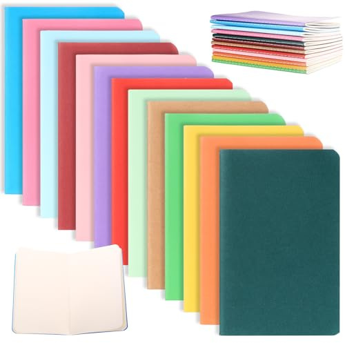 ywchoshe 13 Piezas Libreta A6, Cuaderno A6, Journaling Notebook, Libretas Pequeñas, Cuaderno Diario Lineas, Coloridas con Cubierta de Papel Kraft para Escribir Cuadernos Escolares Oficina (14 x 9 cm)