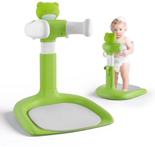 Brolteja Supporto Doccia Bambini In Piedi,Supporto per vasca da bagno neonati per bambini,regolabile, con base antiscivolo,ideale come supporto doccia per bambini piccoli e come regalo