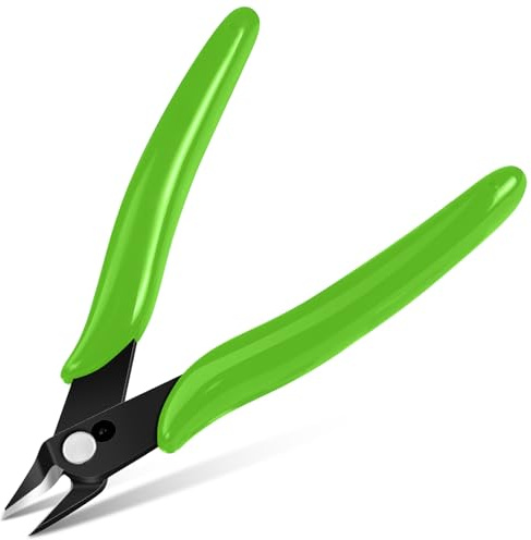 Ainiv 1PC Micro Wire Cutter, Side Cutting Pliers Flush Cutters - Green | Precision Diagonal Cutting Pliers in CRV Steel, Wire Snips for Electrical, Homes, Craft, Jewellery, 3D Print Models