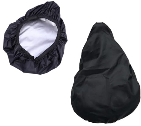 Alipis Funda para Sillín de Bicicleta Cubierta Resistente al Agua Tamaño Mediano Color Negro Pack de 2 Unidades Protección para Asiento Lluvia y Actividades al Aire Libre