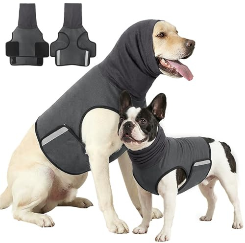 Chaleco calmante para mascotas, diseño 2 en 1, tela de poliéster cómoda, fácil de llevar, ropa de perro