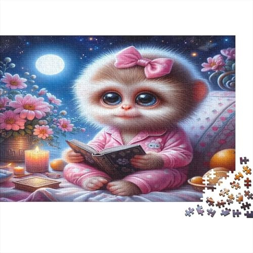 Monito Adorable Puzzle de 1000 Piezas para Adultos Estilo Ilustración Nocturna Juego Relajante Decoración Hogar Regalo 52x38cm/1000pcs