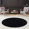 Fashion4Home Teppich Wohnzimmer – Einfarbig, Uni Teppich fürs Kinderzimmer, Schlafzimmer, Arbeitszimmer, Büro, Flur und Küche - Kurzflor, Anthrazit-Schwarz, Größe: 120 cm Rund
